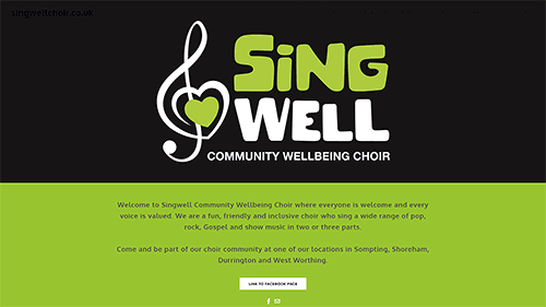 Screenshot of the Singwell Community Wellbeing Choir's website