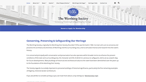 Screenshot of The Worthing Society's website